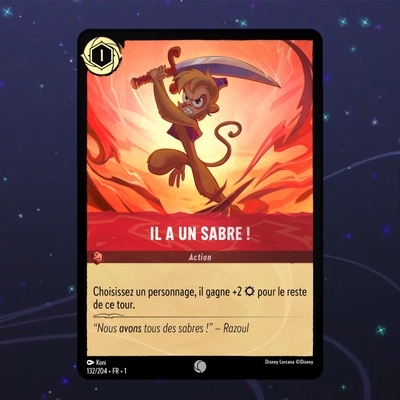 Disney Lorcana TCG : Carte "Il a un sabre !" Foil (132/204) le palais des goodies