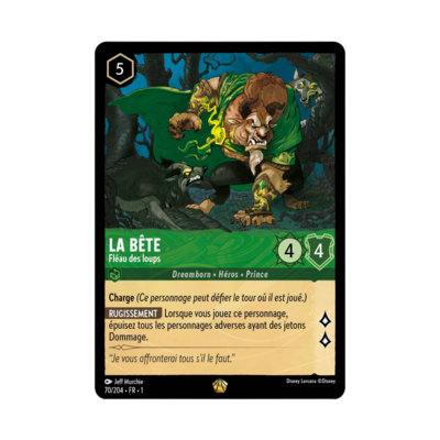 Disney Lorcana TCG : Carte "La Bête" (carte 70/204) le palais des goodies