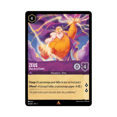 Disney Lorcana TCG : Carte "Zeus" (carte 61/204) le palais des goodies