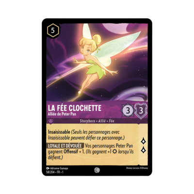 Disney Lorcana TCG : Carte "La fée Clochette" (carte 58/204) le palais des goodies