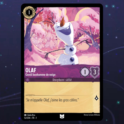 Disney Lorcana TCG : Carte "Olaf" (carte 52/204) le palais des goodies