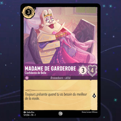 Disney Lorcana TCG : Carte "Madame de Garderobe" FOIL (carte 57/204) le palais des goodies