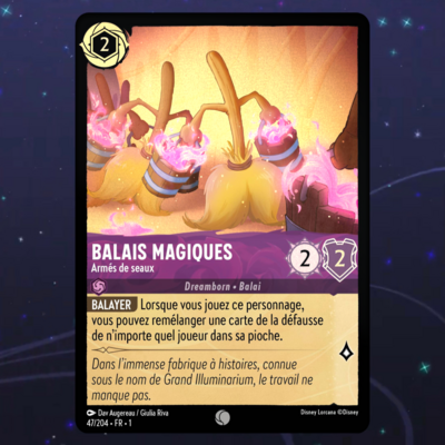 Disney Lorcana TCG : Carte "Balais magiques" FOIL (carte 47/204) le palais des goodies