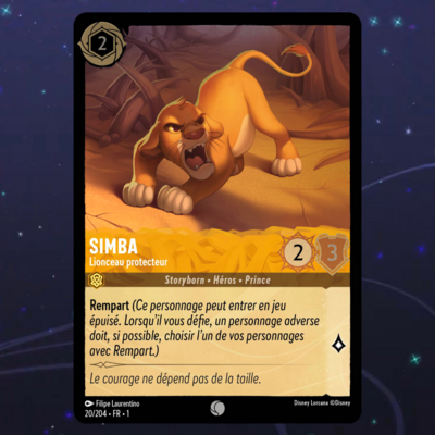 Disney Lorcana TCG : Carte "Simba" (carte 20/204) le palais des goodies