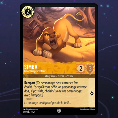Disney Lorcana TCG : Carte "Simba" FOIL (carte 20/204) le palais des goodies
