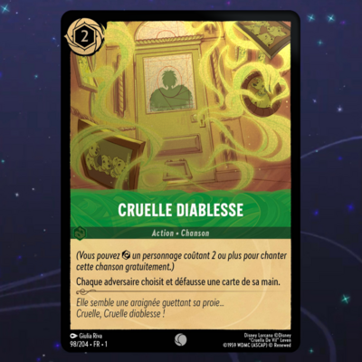 Disney Lorcana TCG : Carte "Cruelle Diablesse" FOIL (98/204) le palais des goodies