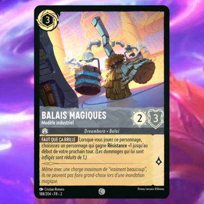 Disney Lorcana Chapitre 2 - L'ascension des Floodborn : Carte "Balais magiques" (188/204) FOIL