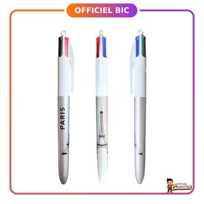 Paris : Stylo BIC 4 couleurs Tour Eiffel argent métallisé