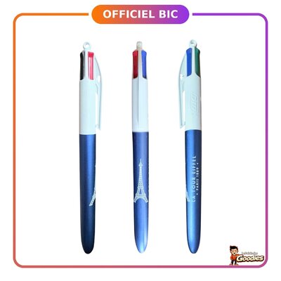 Paris : Stylo BIC 4 couleurs Tour Eiffel bleu métallisé