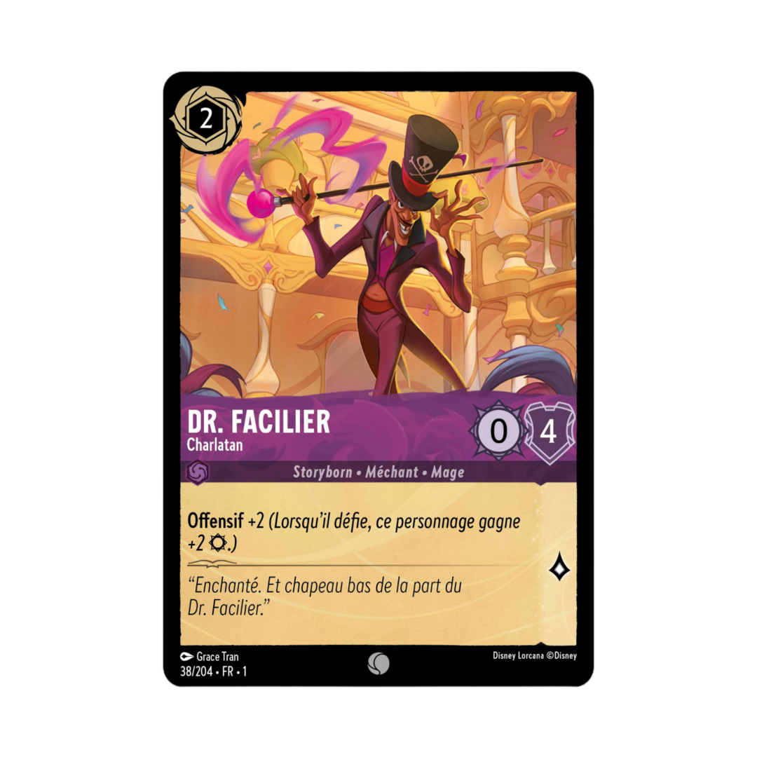 dr facilier cards lorcana Disney the First Chapter Dr. Agent Provocateur #37/204 Rare Trading Card 0 Willpower Dr. Facilier The First Chapter