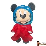 Disney - Mickey Mouse : Peluche bébé à capuche étoilée et peignoir rouge