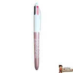 Astérix : Stylo BIC 4 couleurs Parc Astérix Idéfix rose