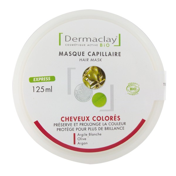 dermaclay Masque Capillaire Bio  Cheveux colorés pot 125 ml