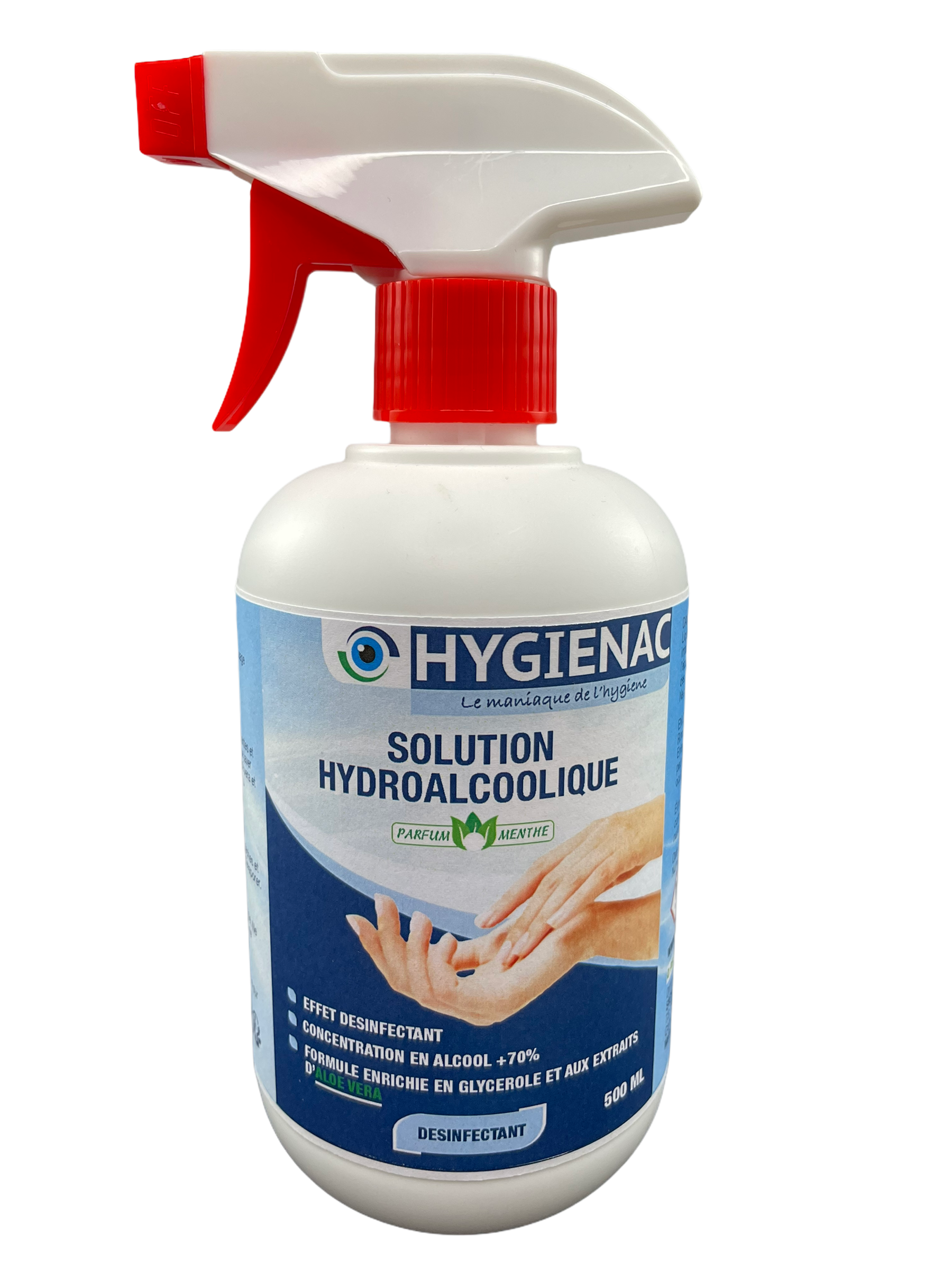 Solution Hydroalcoolique 500 ml Menthe et Aloe Vera Hygienac