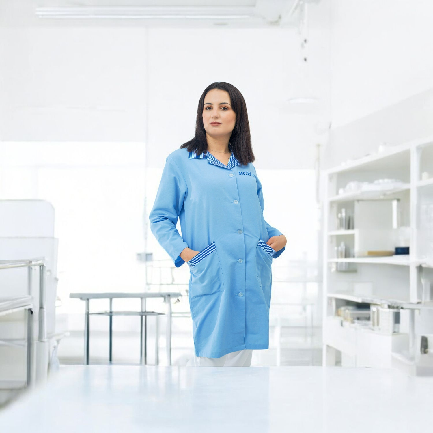 Blouse de Travail Bleu pour Professionnelle