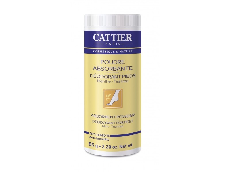 CATTIER BIO Poudre Absorbante Déodorant pieds à la Menthe et au Tea tree