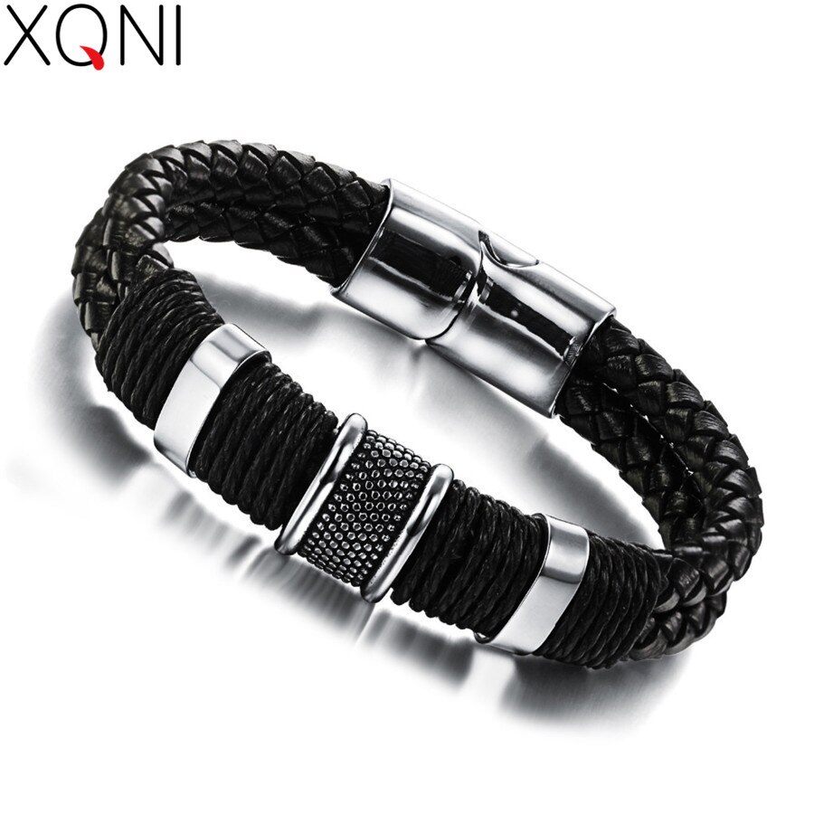 XQNI-fait-la-main-en-cuir-v-ritable-tiss-Double-couche-homme-Bracelets-d-contract-sport