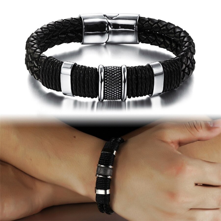 XQNI-fait-la-main-en-cuir-v-ritable-tiss-Double-couche-homme-Bracelets-d-contract-sport