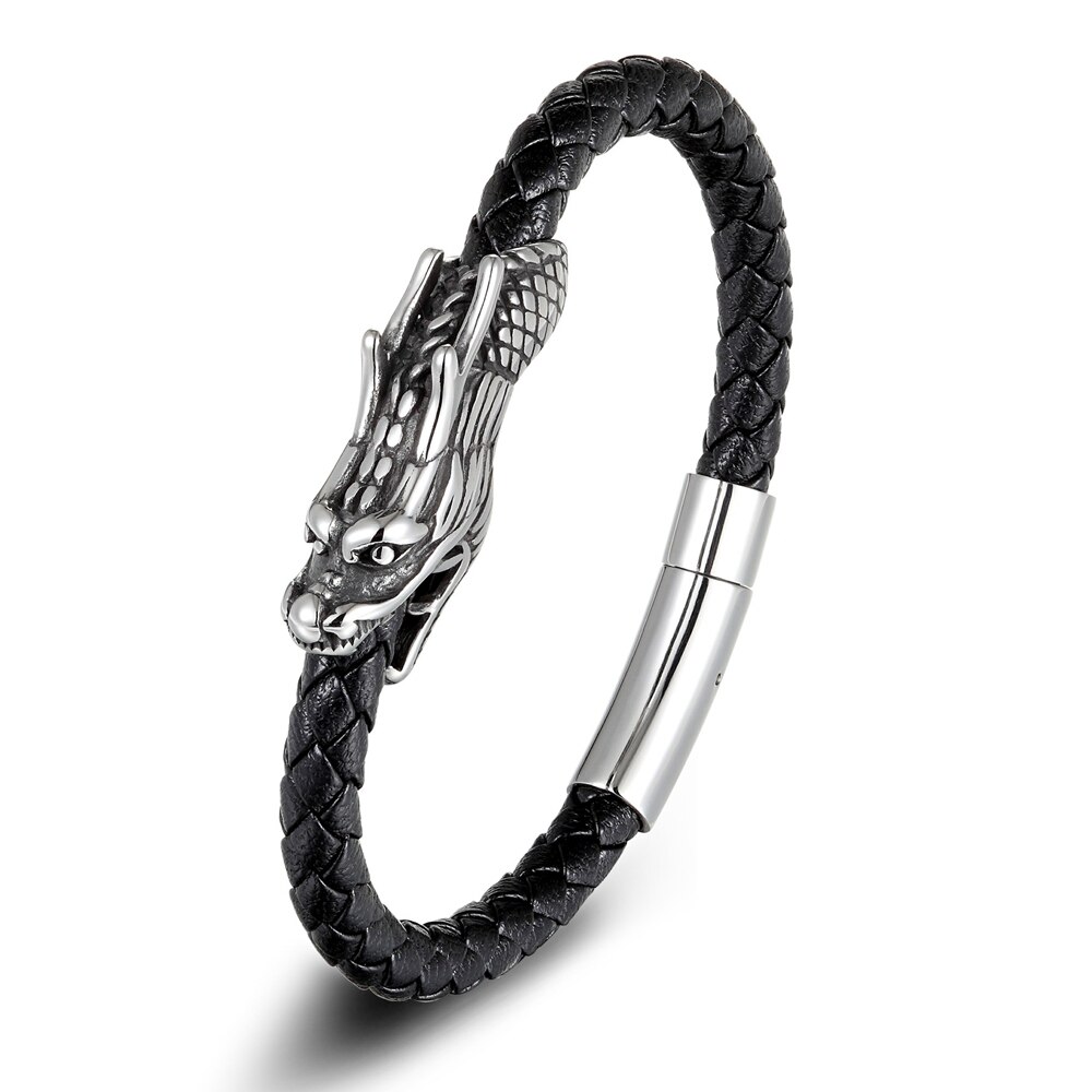 XQNI-bijoux-pour-hommes-19-21CM-r-tro-symbole-chinois-motif-Dragon-Bracelet-en-cuir-v