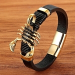 XQNI-Bracelet-en-cuir-v-ritable-couleur-or-crochet-facile-Totem-g-om-trique-Scorpion-mod