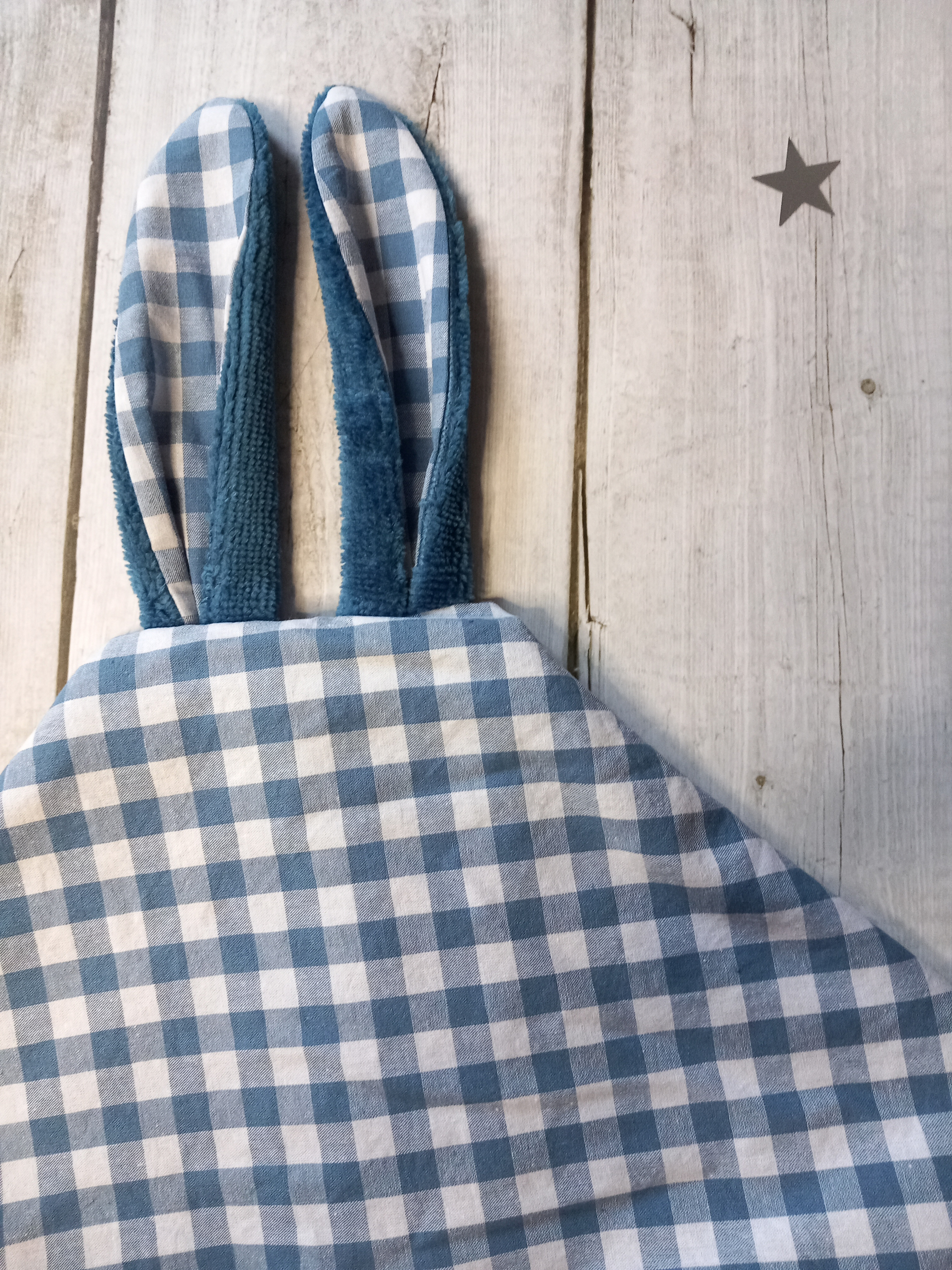 poncho bain capuche vichy bleu