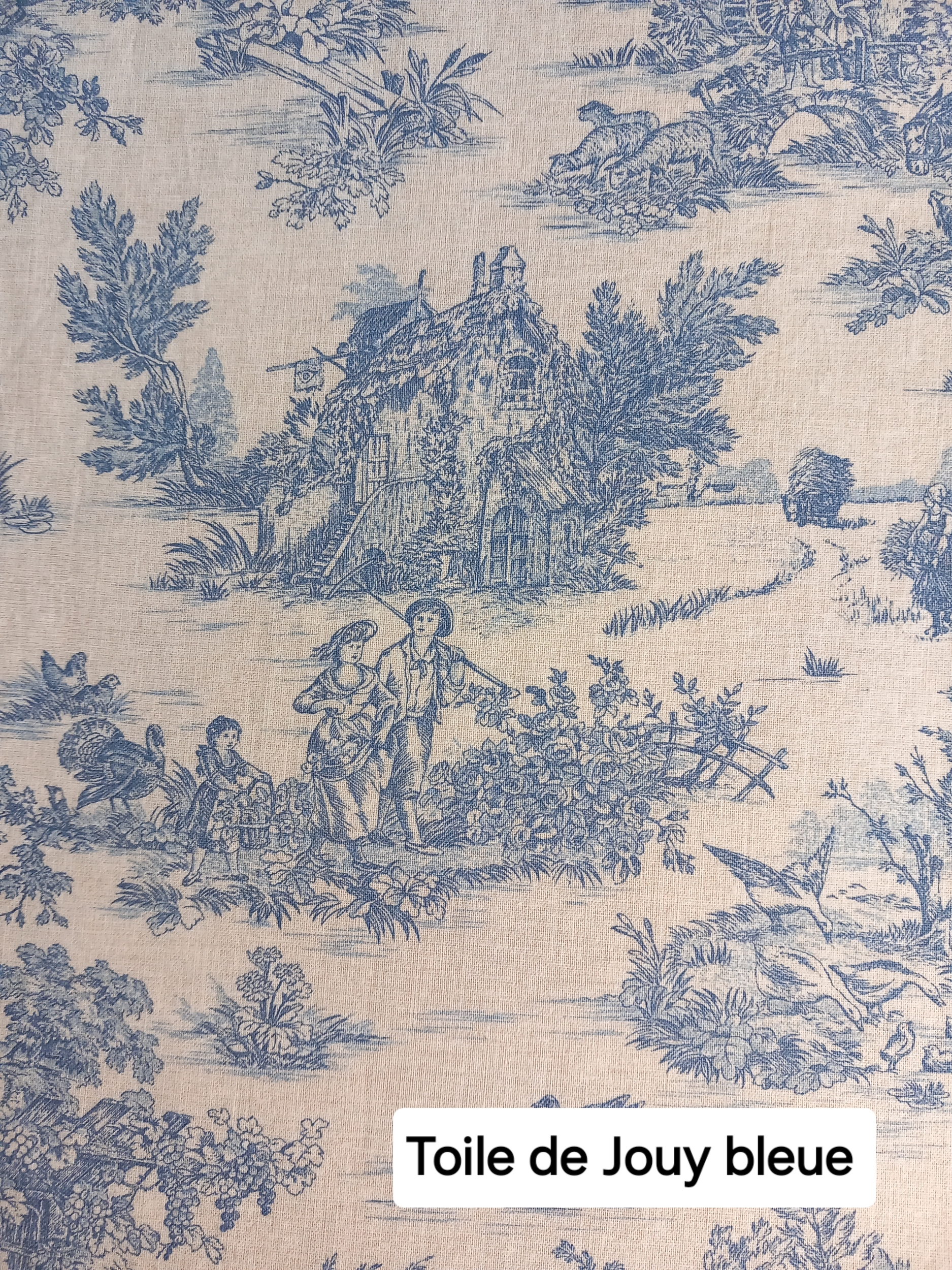 Tissu toile de Jouy bleu