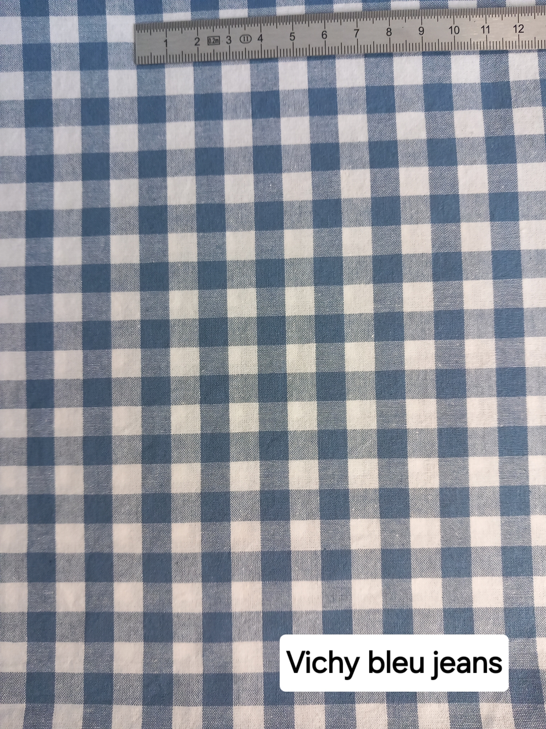 Tissu vichy bleu jeans