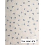 Tissu écru coeurs gris