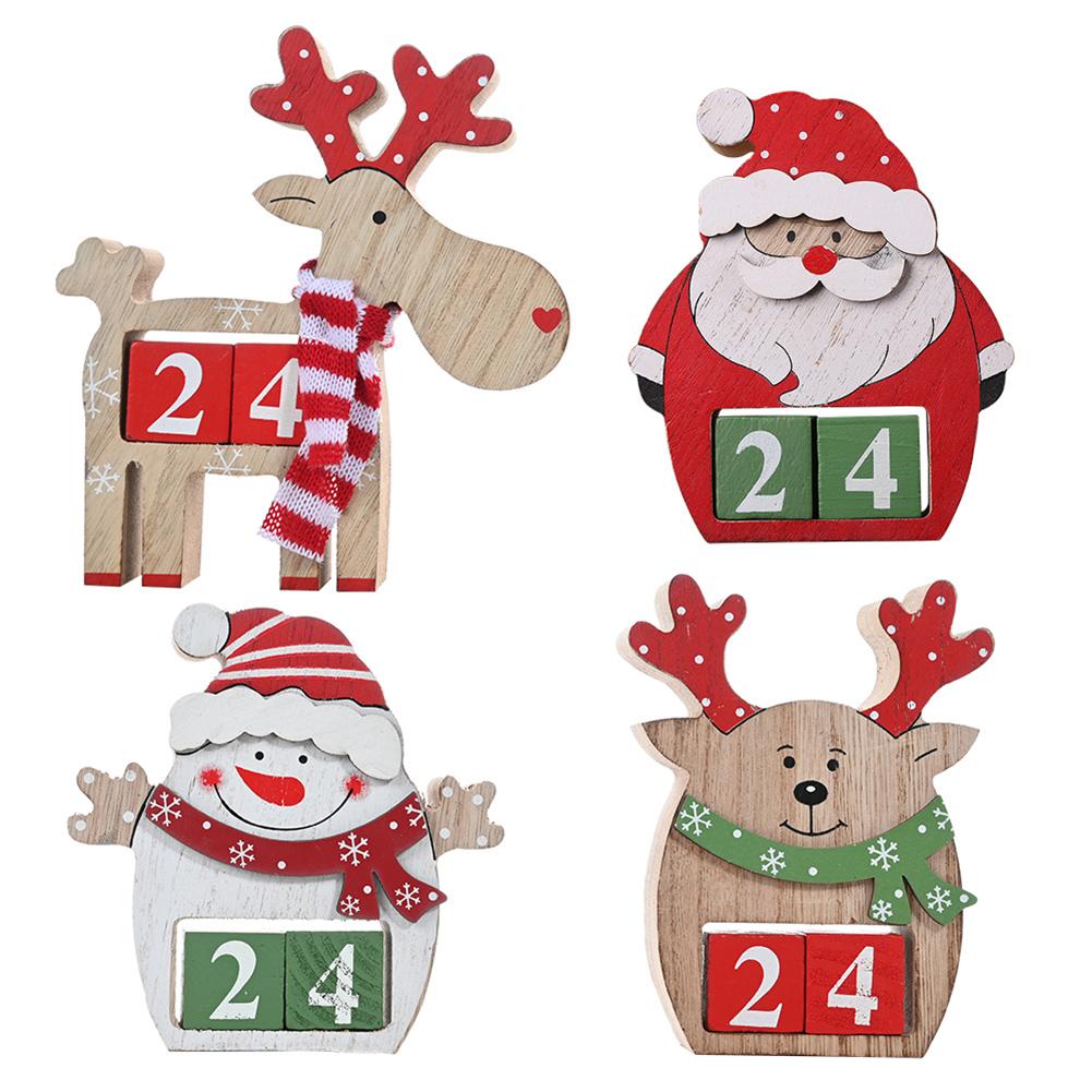 Mignon-en-bois-calendrier-de-no-l-p-re-no-l-bonhomme-de-neige-Elk-maison