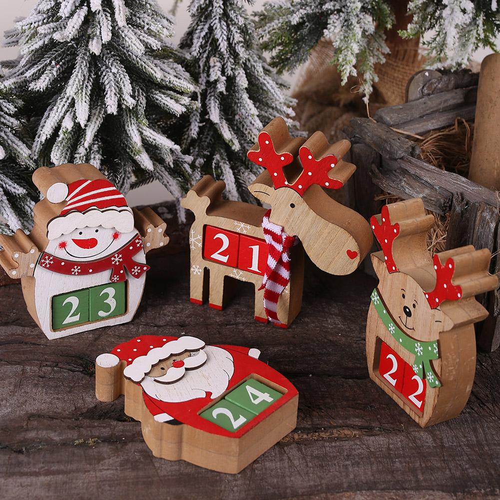 Mignon-en-bois-calendrier-de-no-l-p-re-no-l-bonhomme-de-neige-Elk-maison