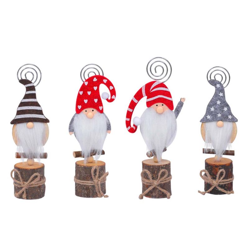 4-pi-ces-ensemble-no-l-su-dois-Gnome-Santa-Photo-pince-support-en-bois-Table