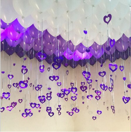 Ballon-de-pluie-paillettes-au-Laser-en-c-ur-violet-accessoire-de-d-coration-romantique-pour