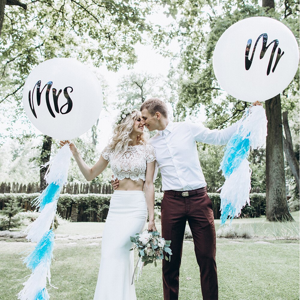 Grande-taille-36-pouces-Mr-Mrs-Ballons-en-Latex-blanc-pour-la-f-te-de-mariage