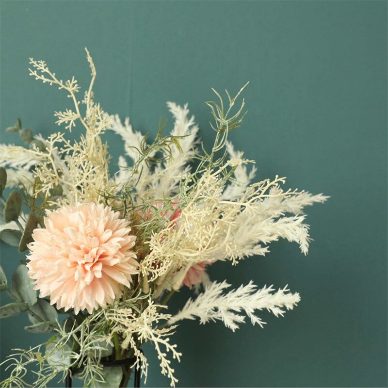 Bouquet-de-fleurs-artificielles-europ-ennes-38cm-fausses-hortensia-en-soie-Bulrush