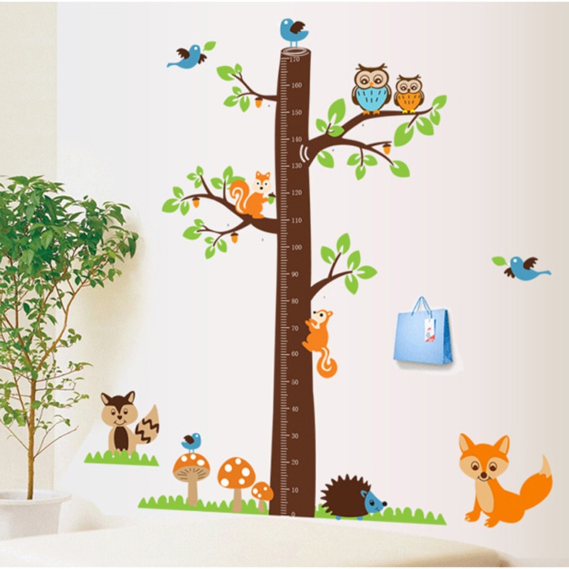 Stickers mural toise arbre animaux de la forêt décoration enfant