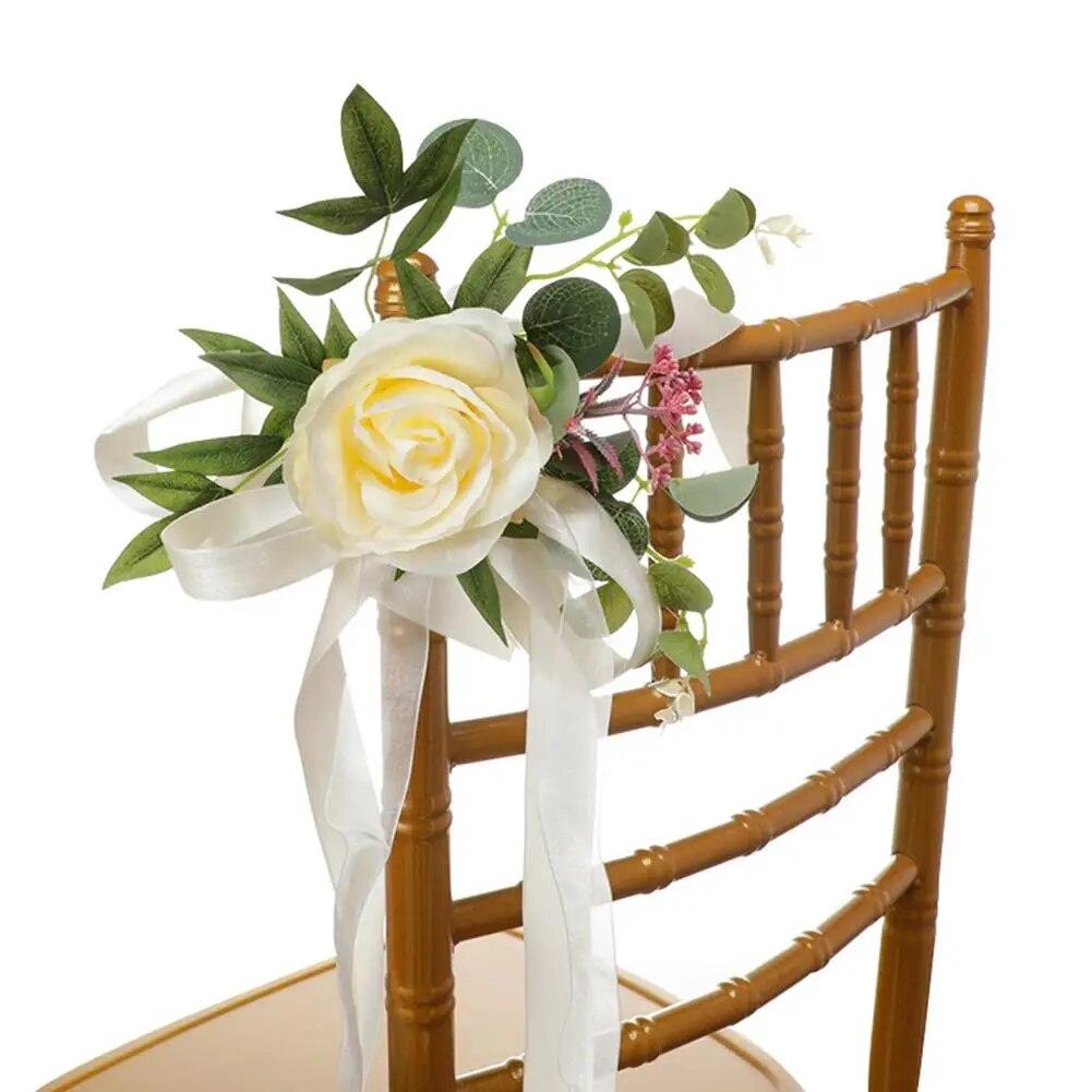 Fleur-Artificielle-pour-D-coration-de-Chaise-de-Mariage-Arri-re-All-e-Pew