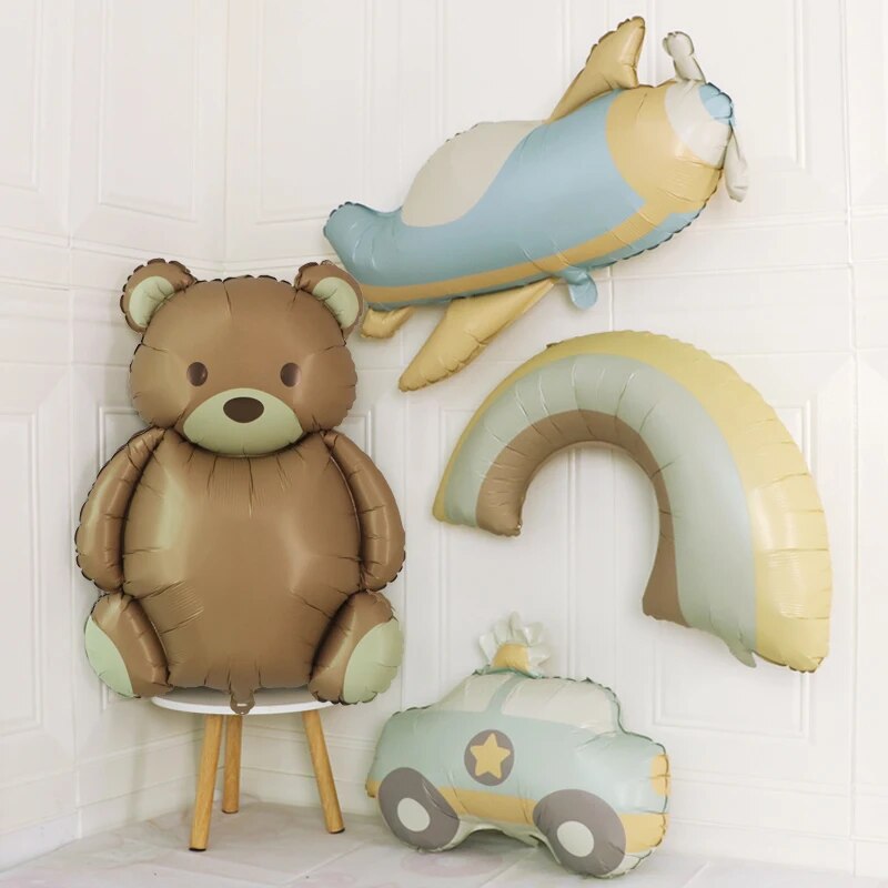 Ballon-gonfl-en-feuille-arc-en-ciel-en-forme-d-ours-marron-fournitures-de-f-te