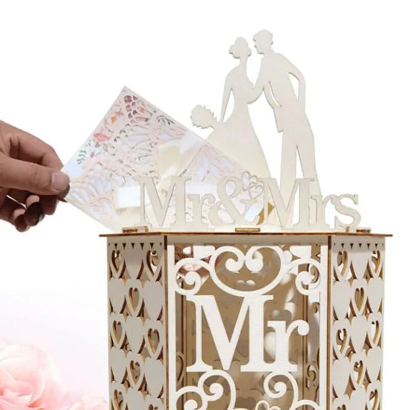 Bo-te-Cartes-de-Mariage-Mr-et-Mrs-Fournitures-de-Bricolage-Carte-de-Visite-en-Maille