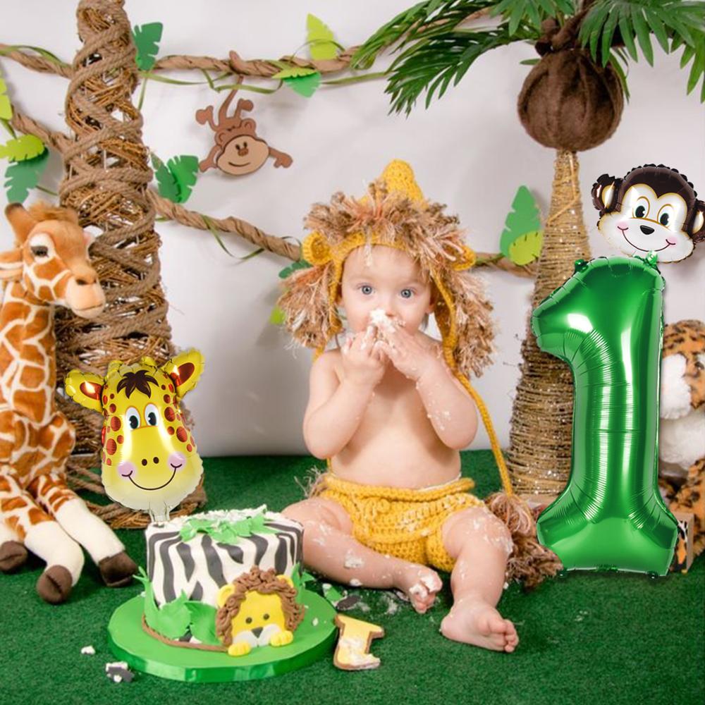 FENGRISE-vert-num-ro-feuille-ballons-Safari-Jungle-f-te-d-cor-1st-anniversaire-f-te