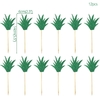 12-pi-ces-Jungle-Tropical-f-te-vert-feuille-g-teau-Topper-feuilles-Cupcake-Toppers-sauvage