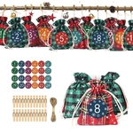 Calendrier-de-l-avent-de-no-l-Plaid-tissu-sacs-ensemble-no-l-cordon-cadeau-sacs