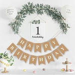 Banderole-d-corative-en-papier-Kraft-ballons-blancs-guirlande-de-f-te-d-anniversaire-fournitures-de