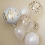 Ballons-ronds-paillettes-or-blanc-18-pouces-en-aluminium-imprim-Mr-Mrs-LOVE-pour-future-mari