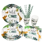 Wild-One-vaisselle-jetable-Safari-Jungle-d-coration-de-f-te-d-anniversaire-assiette-en-papier