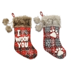 Chaussettes-de-no-l-avec-boule-impression-carreaux-lettres-patte-de-chien-bonbons-sac-cadeau-pour