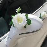 Fleur-Artificielle-de-Rose-Blanche-pour-D-coration-de-Voiture-Rubans-de-Poign-e-de-Porte