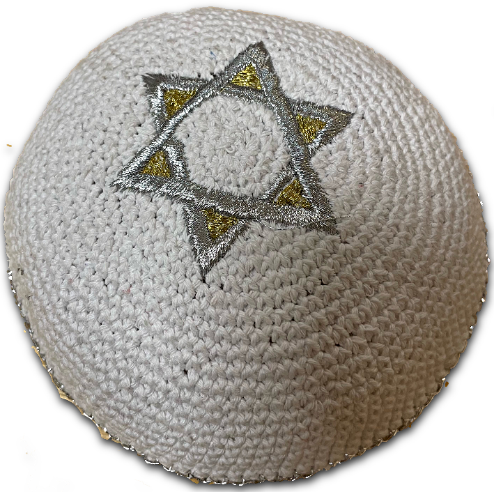kippa or argent sur blanc