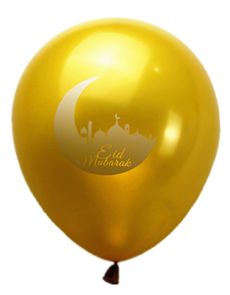 Ballons - Mosquée sur Lune Eid Mubarak - Or - Lot de 5