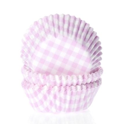 Mini Caissettes à cupcake - Rose Quadrillé - Lot de 60