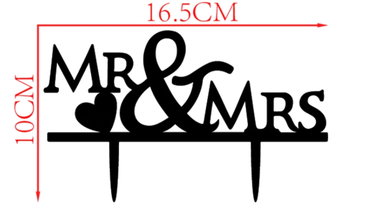 Acrylique Topper Mr and Mrs – Noir
